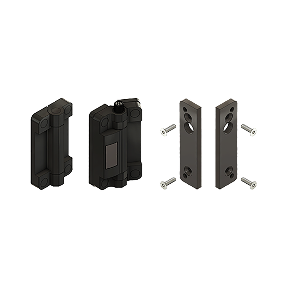 MODULAR SOLUTIONS ALUMINUM HINGE 30 SAFETY SWITCH SET W/8 PIN M12, BLACK